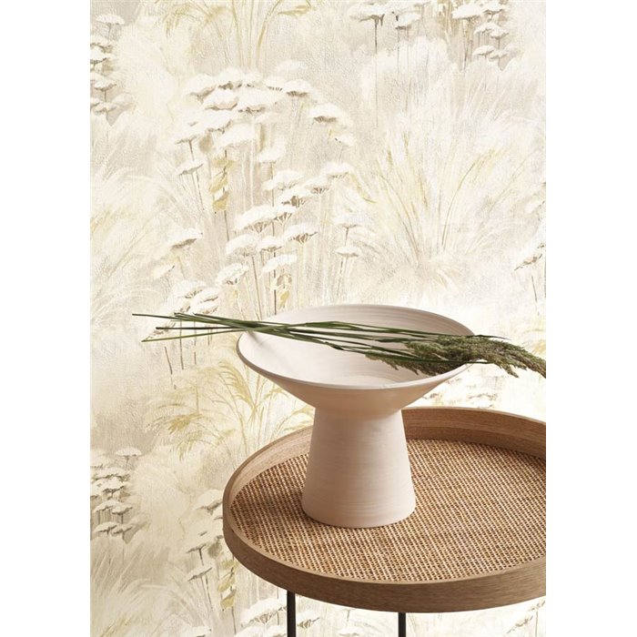 Casadeco|Watercolor flower wallpaper in white for living rooms|Floral