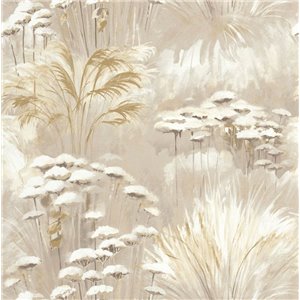 Casadeco|Watercolor flower wallpaper in white for living rooms|Floral