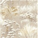 Casadeco|Beige watercolor floral wallpaper with a beautiful wild plant print|Floral