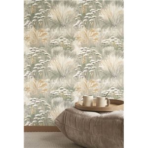 Casadeco|Watercolor flower wallpaper in white for living rooms|Floral 2