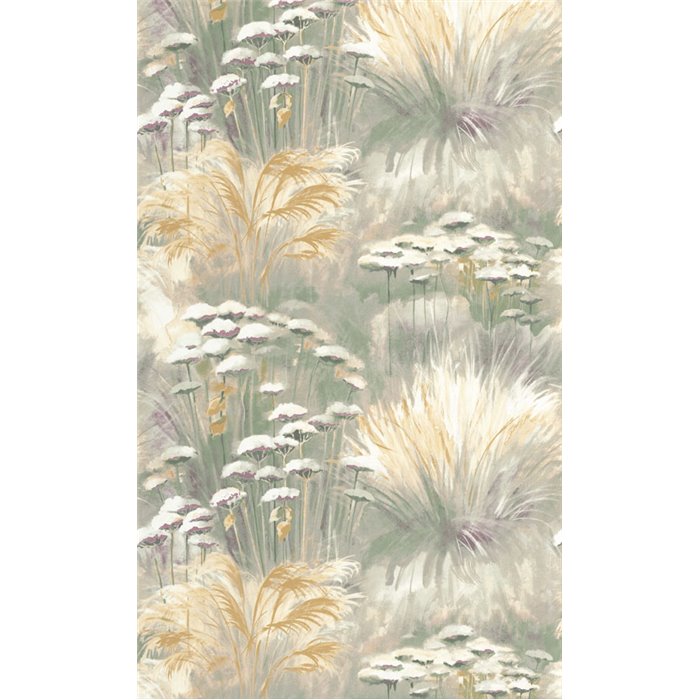 Casadeco|Tapete mit grünen Feldblumen und schöner Aquarelloptik|Blumen