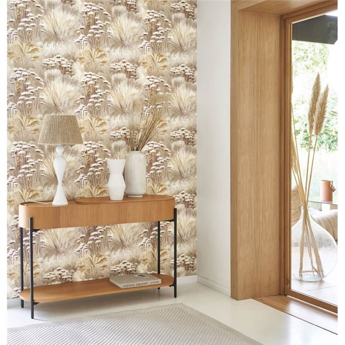 Casadeco|Beige wildflower wallpaper perfect for entryway|Floral