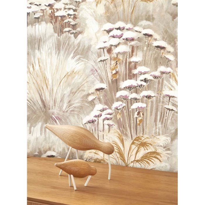 Casadeco|Beige wildflower wallpaper perfect for entryway|Floral