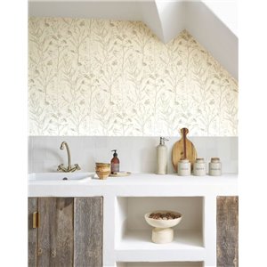 Borastapeter|Tapete Gitter mit Blättern Blumen rustikal romantisch Stil|Skandinavisch 2
