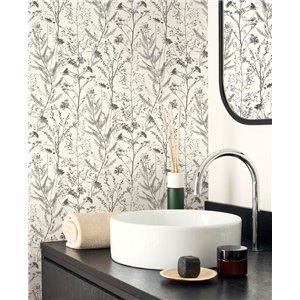 Casadeco|Simple wallpaper with beige sea lavender floral print|Scandinavian 2