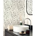 Casadeco|Wallpaper for bathrooms with white sea lavender flowers|Rustic