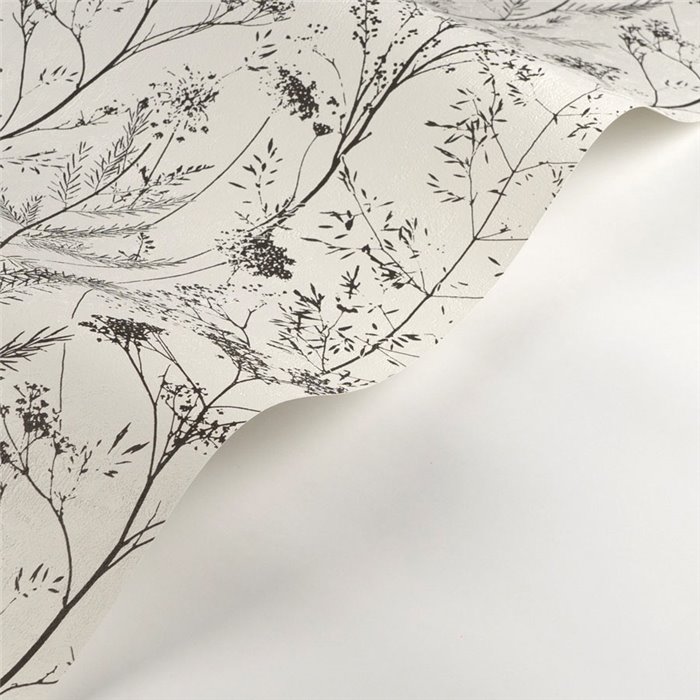 Casadeco|Papel pintado para baños con flores de lavanda marina blanco|Rústico