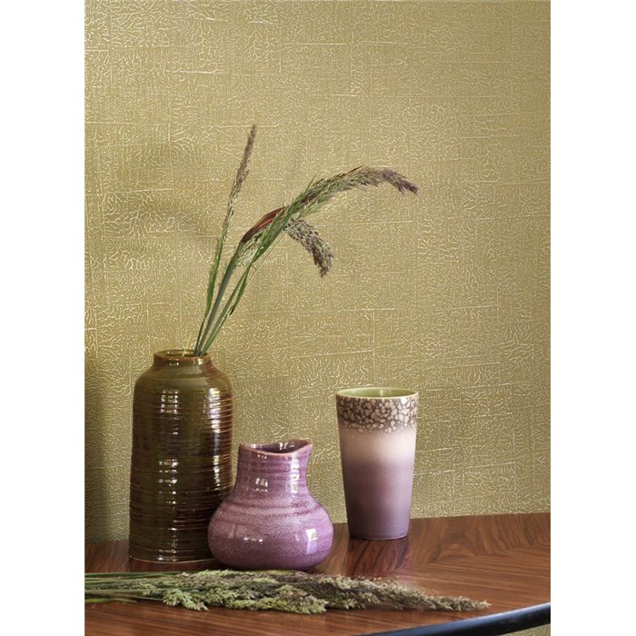 Casadeco|Textured olive green wallpaper with a glossy finish|Wallpaper