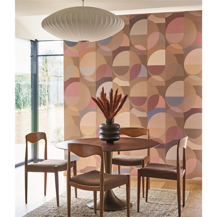 Casadeco|Papier peint composition géométrique avec cercles noirs|Cercles
