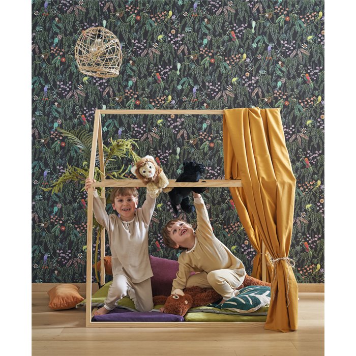 Casadeco|Kinder Tapete tropische Tiere blau|Kindertapete