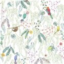 Casadeco|Kids wallpaper tropical animals white and green|Children's