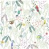 Casadeco|Kids wallpaper tropical animals white and green|Children's