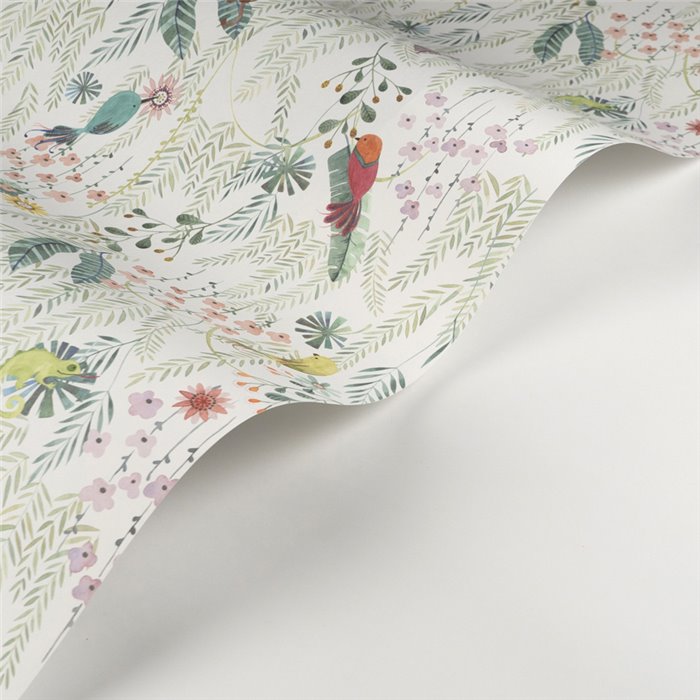 Casadeco|Kids wallpaper tropical animals white and green|Children's