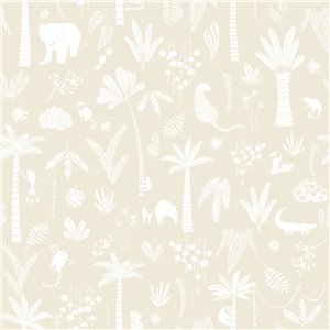 Casadeco|Kids wallpaper blue jungle with wild animals|Children's