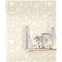 Casadeco|Papel pintado infantil jungla beige con animales salvajes|Infantil