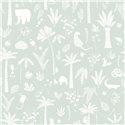 Casadeco|Kids wallpaper blue jungle with wild animals|Children's