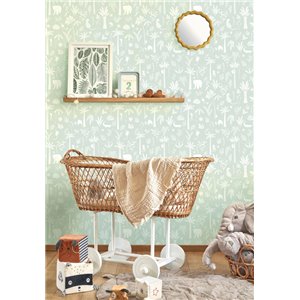 Caselio|Papier peint enfant animaux de la forêt bleu gris|Enfants 2
