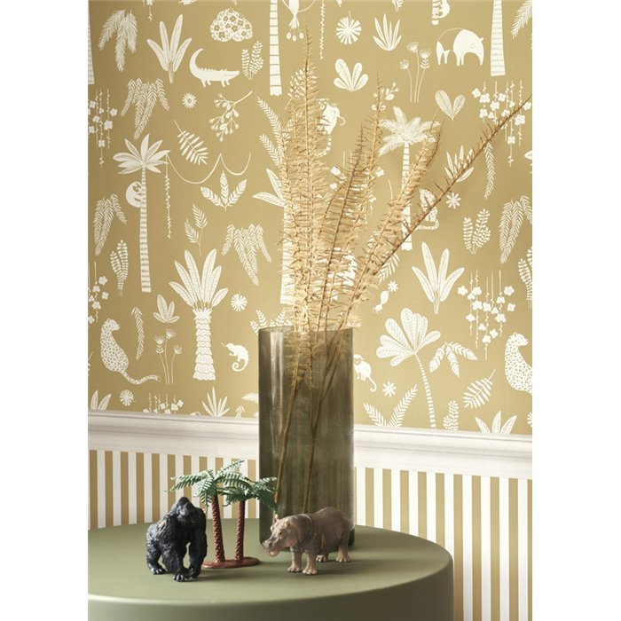 Casadeco|Papier peint enfant jungle verte avec animaux sauvages|Enfants