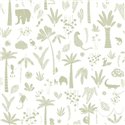 Casadeco|Kids wallpaper white and green jungle with animals|Children's