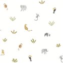 Casadeco|Kids wallpaper white and green jungle animals|Children's