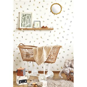 Casadeco|Papier peint enfant jungle blanc et beige avec animaux|Enfants 2