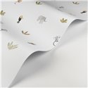 Casadeco|Kids wallpaper white and green jungle animals|Children's