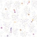 Casadeco|Kids wallpaper exotic birds and pastel violet flowers|Children's