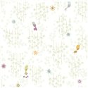 Casadeco|Kids wallpaper exotic birds and pastel green flowers|Children's