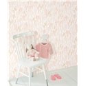 Casadeco|Papel pintado infantil hojas blanco y rosa|Infantil