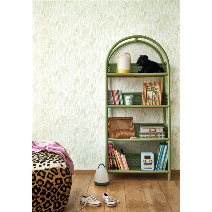 Casadeco|Kids wallpaper leaves white and green|Children's