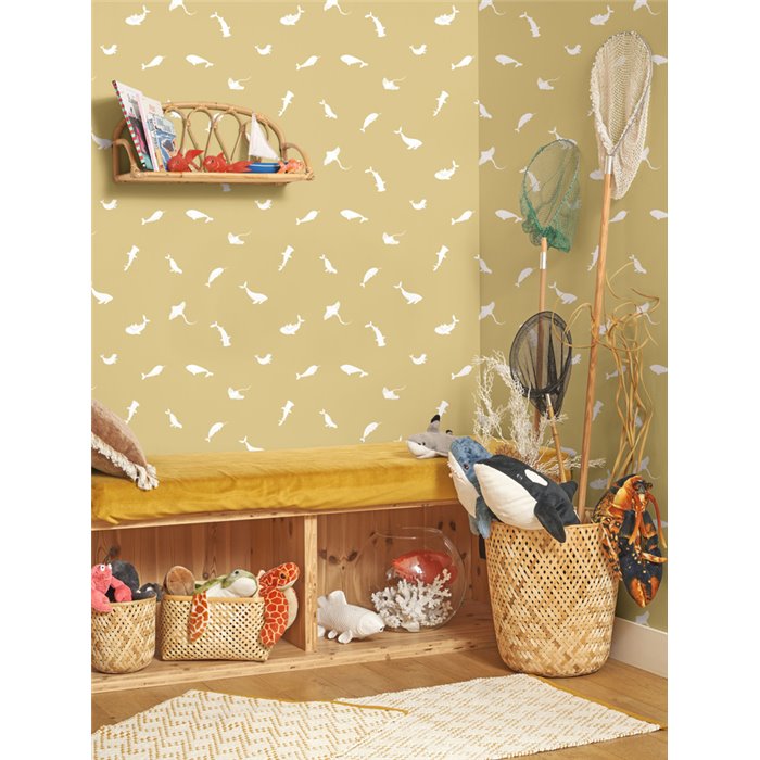 Casadeco|Kids wallpaper sea animals green|Children's