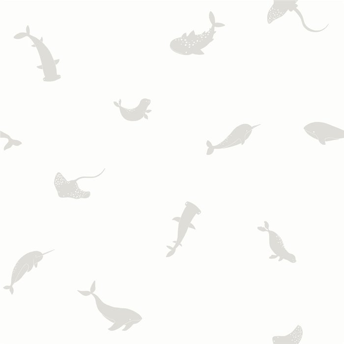 Casadeco|Papel pintado infantil animales marinos blanco y gris|Infantil