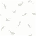 Casadeco|Papier peint enfant animaux marins blanc et gris|Enfants