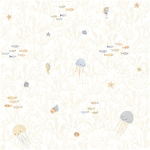 Casadeco|Papel pintado infantil corales y fauna marina blanco y rosa|Infantil