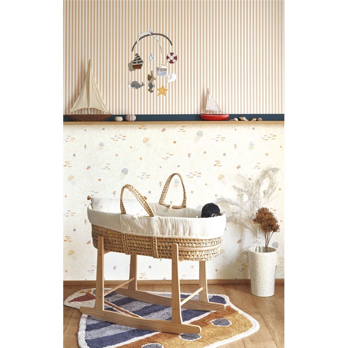 Casadeco|Kinder Tapete Korallen und Meeresfauna weiß und beige|Kindertapete