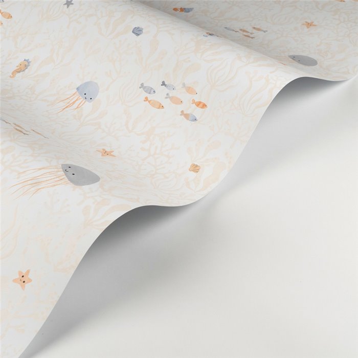 Casadeco|Kids wallpaper corals and sea life white and beige|Children's