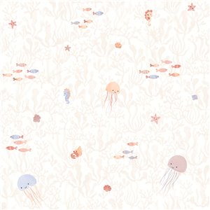 As Creation|Papier Peint pour enfants étoiles et animaux fond rose|Enfants