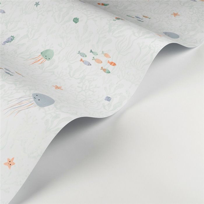 Casadeco|Papier peint enfant coraux et faune marine blanc et vert|Enfants