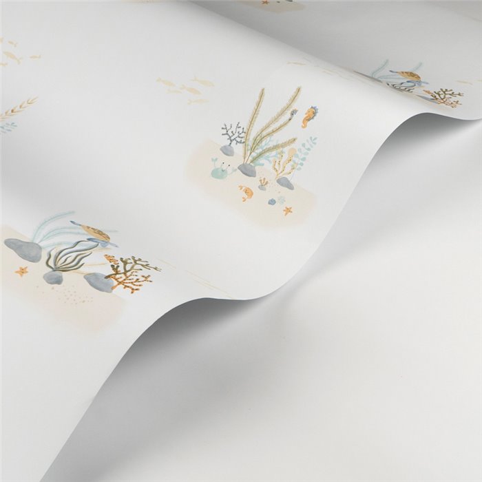 Casadeco|Kids wallpaper fish and coral reefs white and blue|Children's