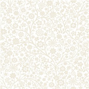 Casadeco|Papier peint enfant fleurs de prairie blanc et rose|Enfants