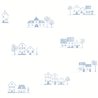 Casadeco|Kids wallpaper Toile de Jouy cottages white and blue|Children's