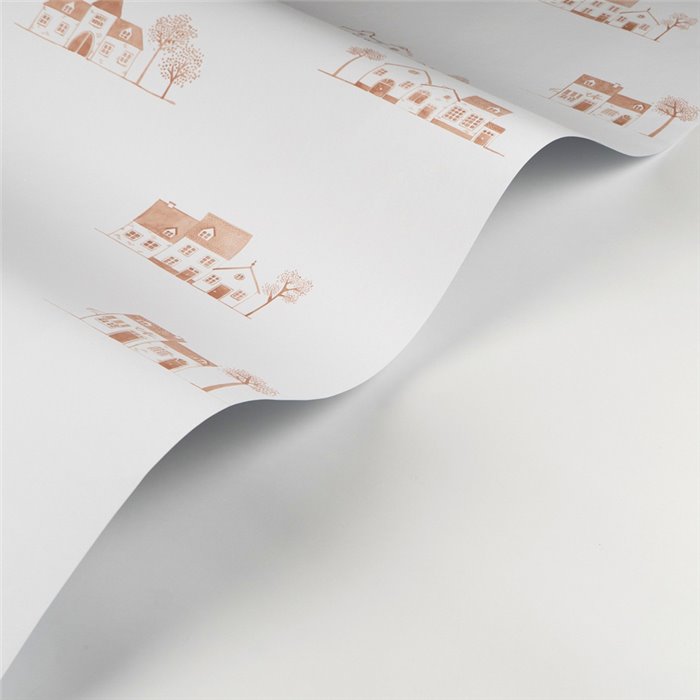 Papel pintado infantil cabañas Toile de Jouy blanco y rojo - Casadeco Once Upon A Time 2 200848303