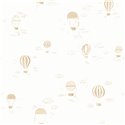 Casadeco|Papel pintado infantil globos aerostáticos blanco y beige|Infantil