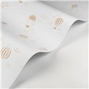 Casadeco|Papel pintado infantil globos aerostáticos blanco y beige|Infantil