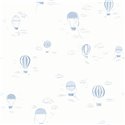 Casadeco|Papel pintado infantil globos aerostáticos blanco y azul|Infantil