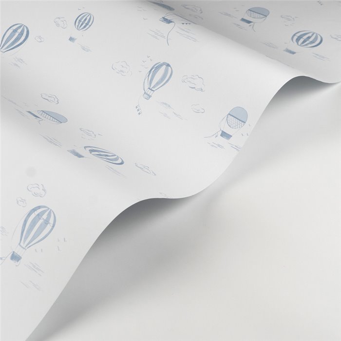 Casadeco|Papier peint enfant montgolfières blanc et bleu|Enfants