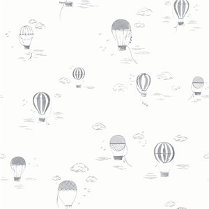 Casadeco|Papel pintado infantil globos aerostáticos blanco y azul|Infantil