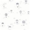 Casadeco|Papel pintado infantil globos aerostáticos blanco y gris|Infantil