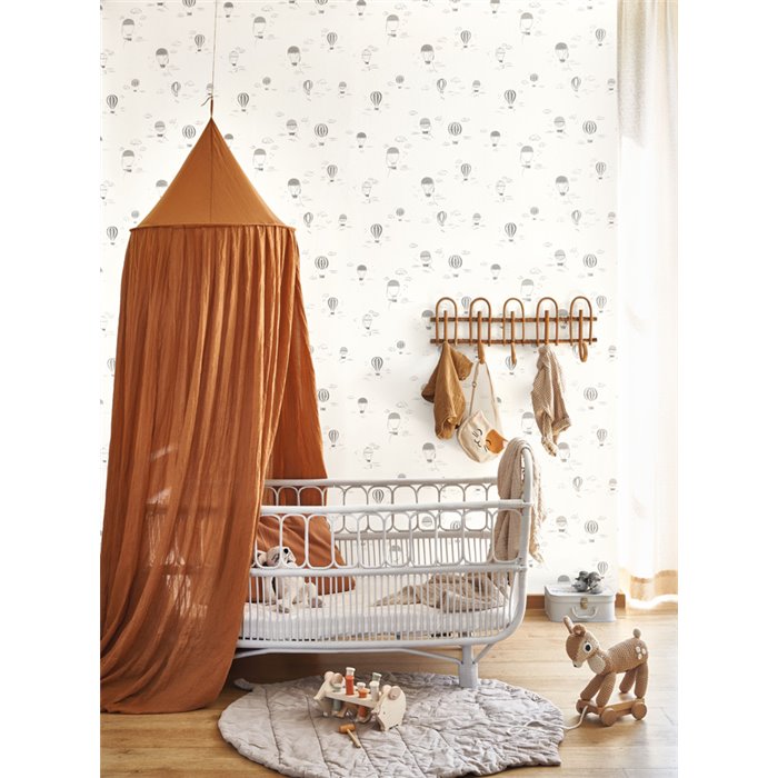 Casadeco|Kids wallpaper hot air balloons white and gray|Children's