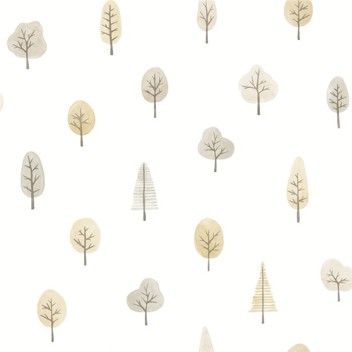 Papel pintado infantil árboles del bosque blanco y beige - Casadeco Once Upon A Time 2 200861991